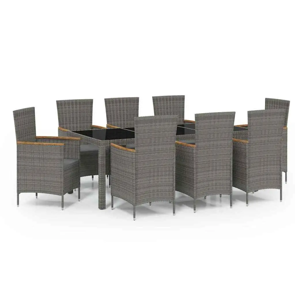 Outdoor Dining Set 9 Piece Garden Furniture Grey Poly Rattan