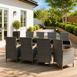 9-Piece Grey Dining Set: Durable and Comfortable