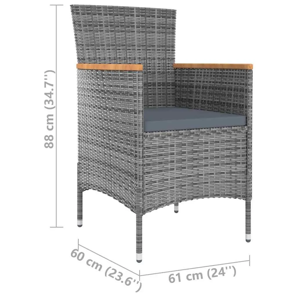 Garden Furniture Set 9 Piece Outdoor Dining Steel Frame Grey PE Rattan with Cushions