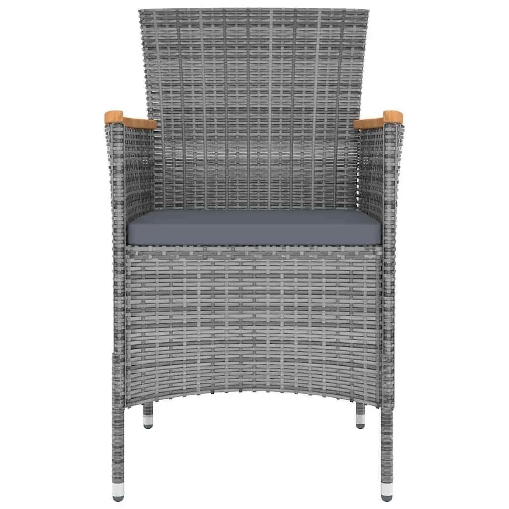 Garden Furniture Set 9 Piece Outdoor Dining Steel Frame Grey PE Rattan with Cushions