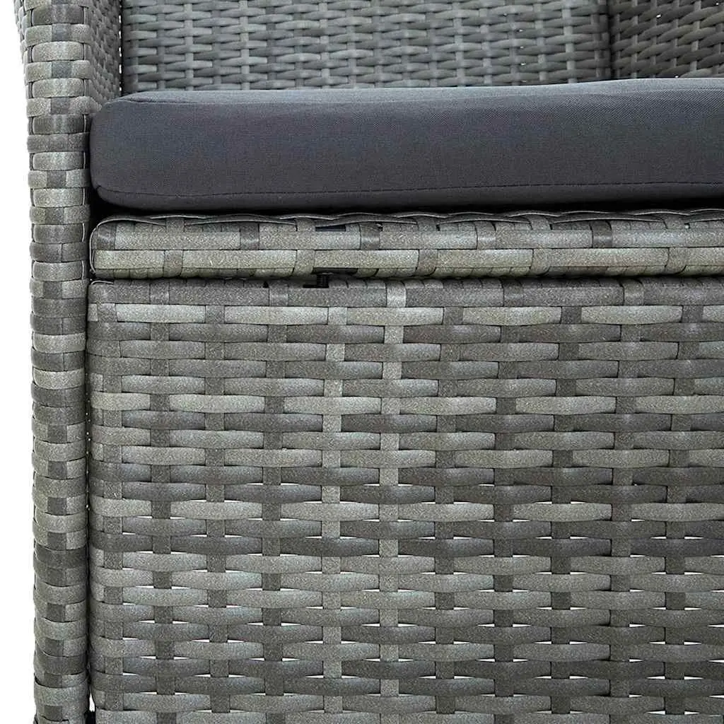Garden Furniture Set 9 Piece Outdoor Dining Steel Frame Grey PE Rattan with Cushions