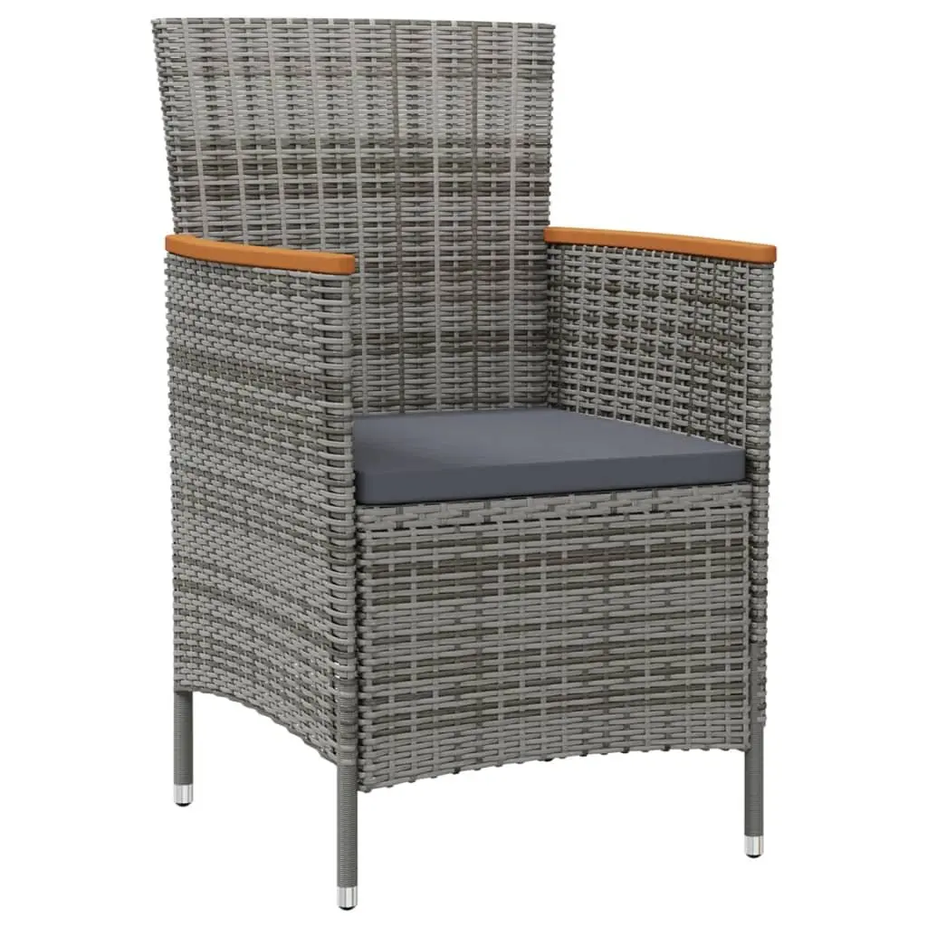 Outdoor Dining Set 11 Piece Garden Furniture Poly Rattan Grey Cushions Steel