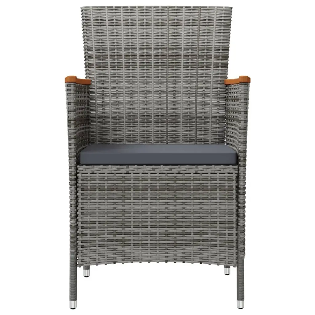 Outdoor Dining Set 11 Piece Garden Furniture Poly Rattan Grey Cushions Steel