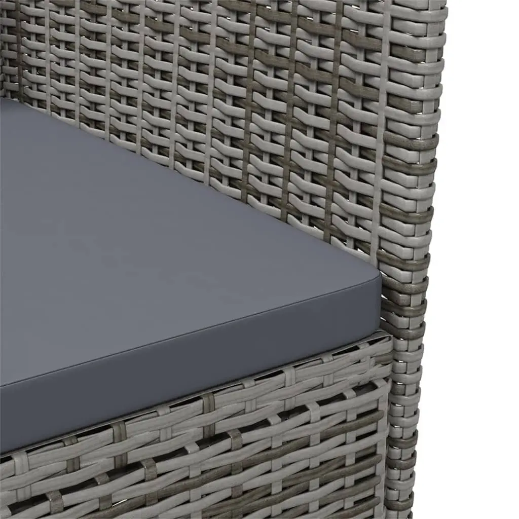 Outdoor Dining Set 11 Piece Garden Furniture Poly Rattan Grey Cushions Steel
