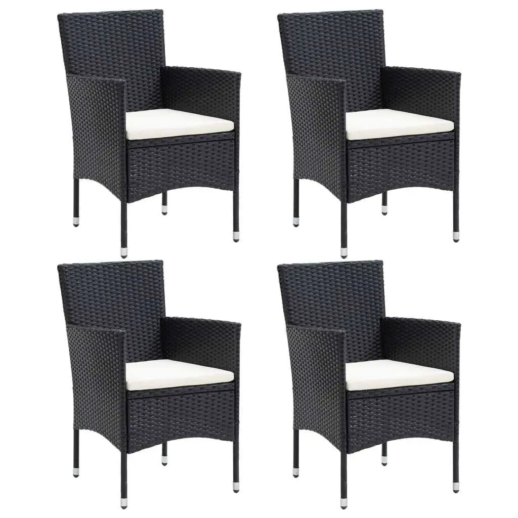 5 Piece Garden Dining Set Outdoor Patio Furniture Black PE Rattan Chairs Table