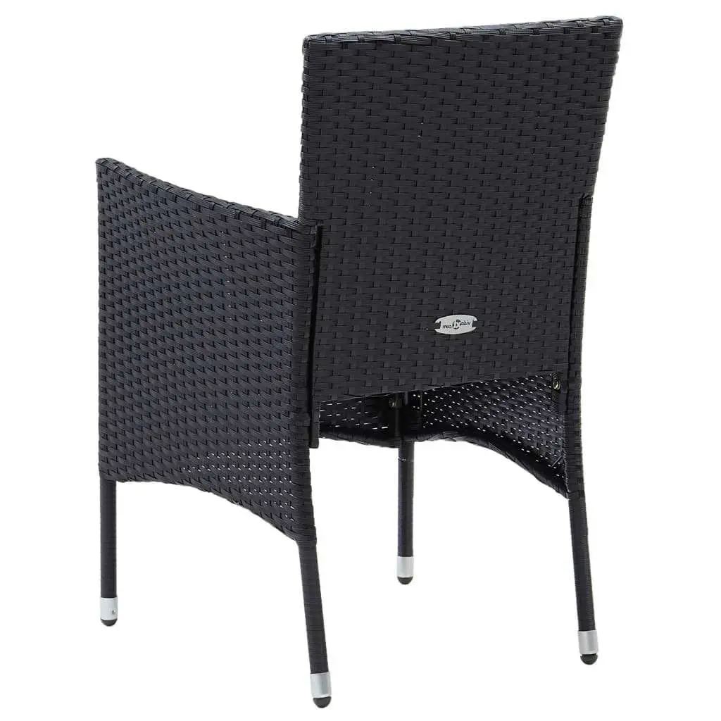7 Piece Outdoor Dining Set Garden Patio Furniture Glass Top Black PE Rattan Chairs