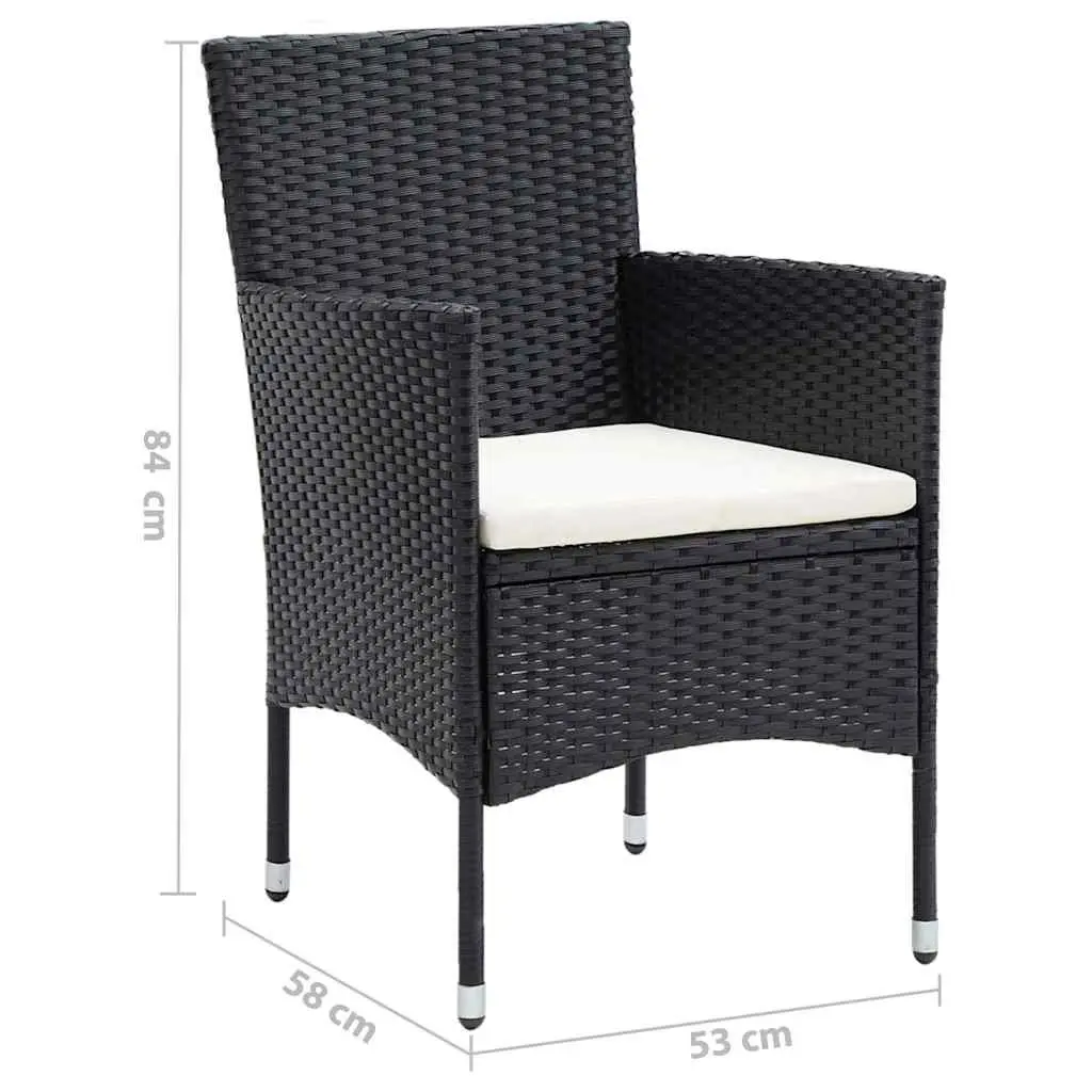 7 Piece Garden Dining Set Outdoor Patio Furniture Black PE Rattan with Cushions