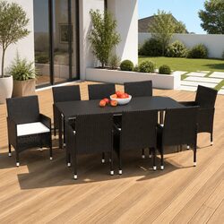 Comfortable 9 Piece Garden Dining Set with Padded Cushions