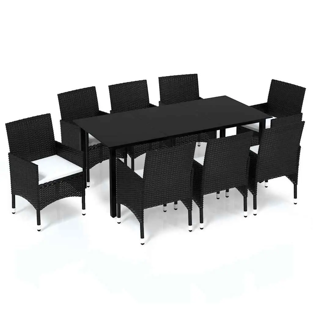 Garden Dining Set 9 Piece Outdoor Patio Table Chairs Poly Rattan Black