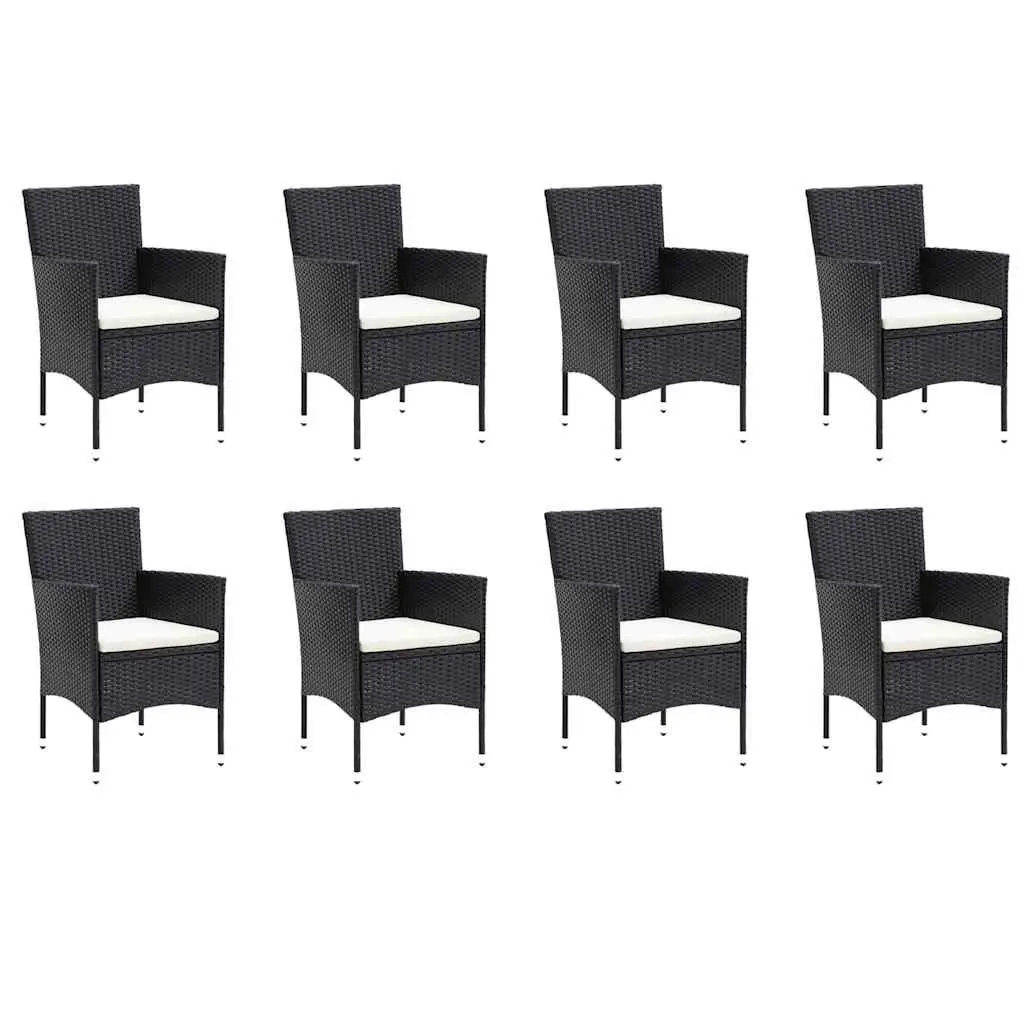 Garden Dining Set 9 Piece Outdoor Patio Table Chairs Poly Rattan Black