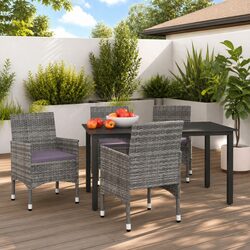 Reliable 5 Piece Garden Dining Set with Grey Cushions