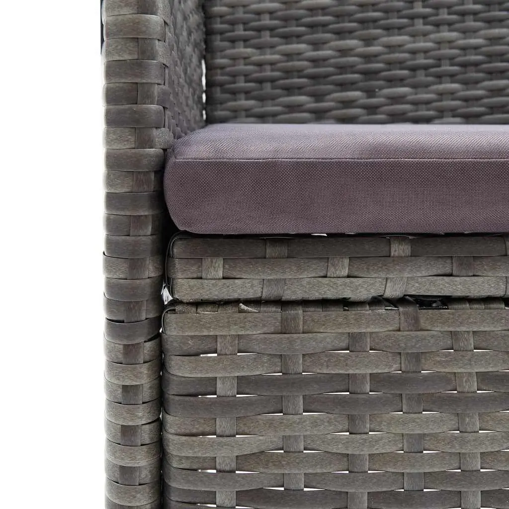 Outdoor Furniture Dining Set 7 Piece Poly Rattan Table Chairs Grey with Cushions