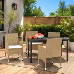 Durable 5 Piece Garden Dining Set with Comfort Cushions