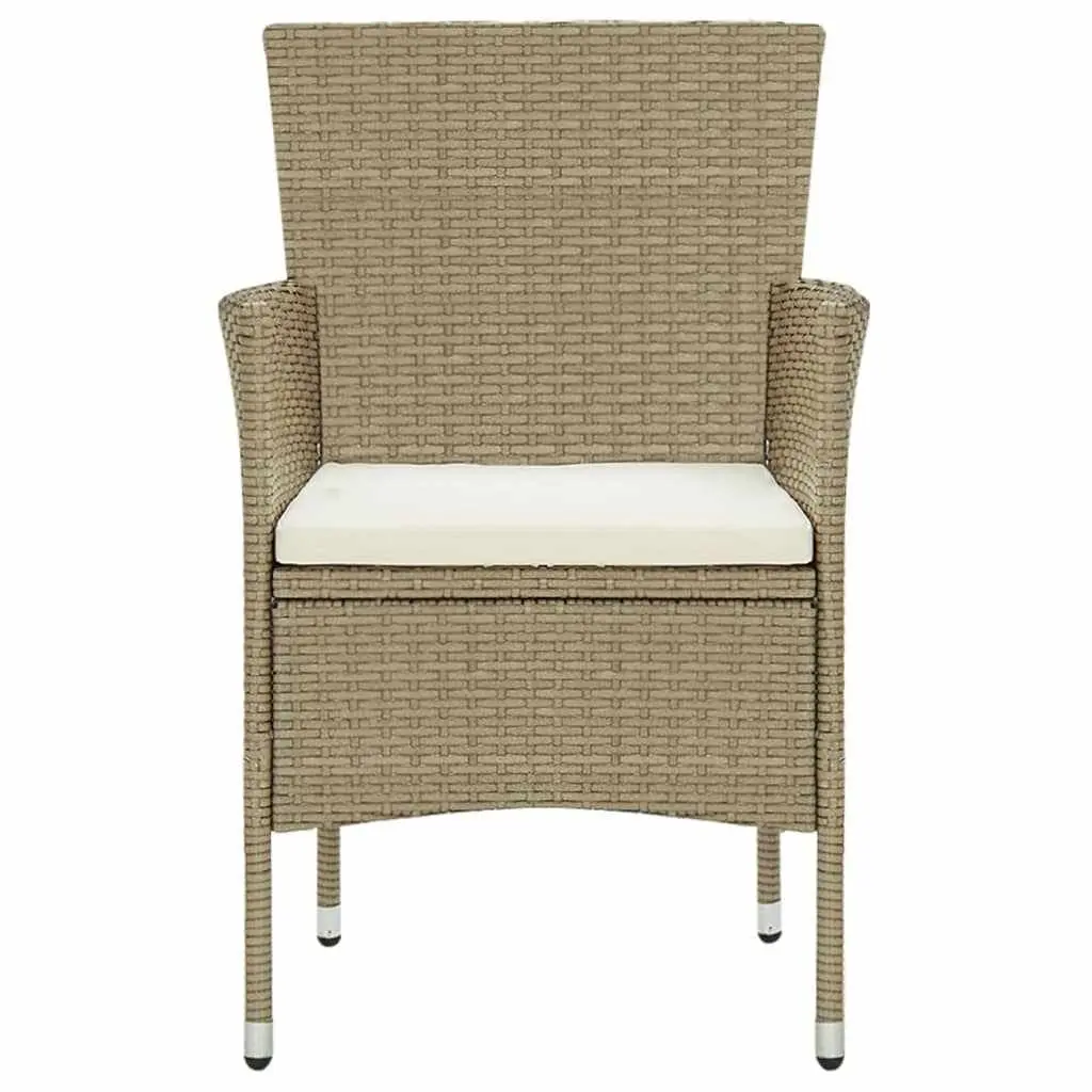 Outdoor Furniture Set 7 Piece Patio Dining Table Chairs Cushions Beige