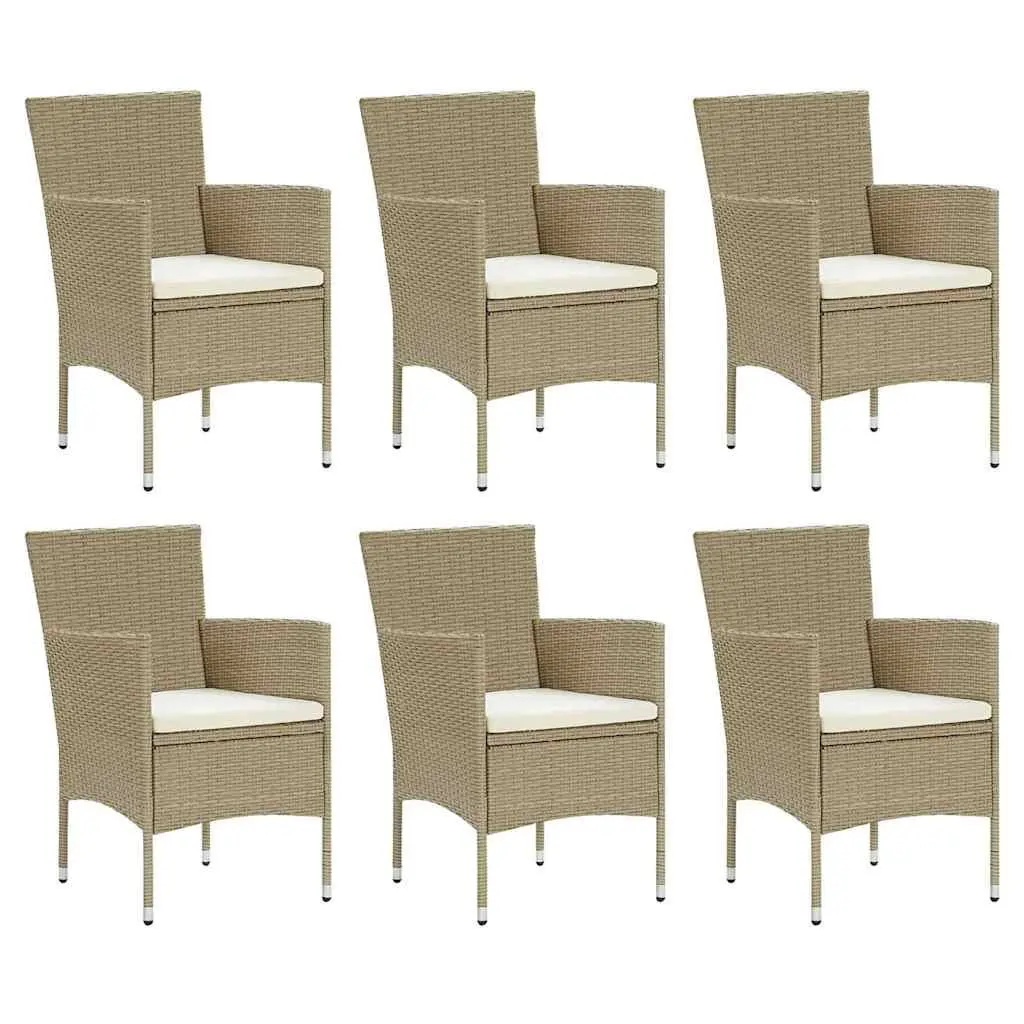 Garden Dining Set 7 Piece Outdoor Patio Furniture Beige Glass Table