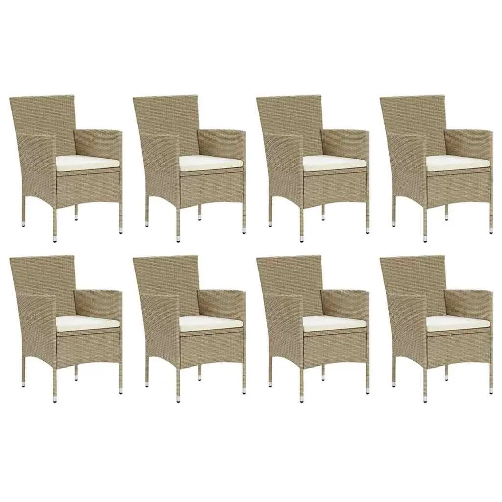 Outdoor Furniture Set 9 Piece Patio Dining Set PE Rattan Beige with Cushions