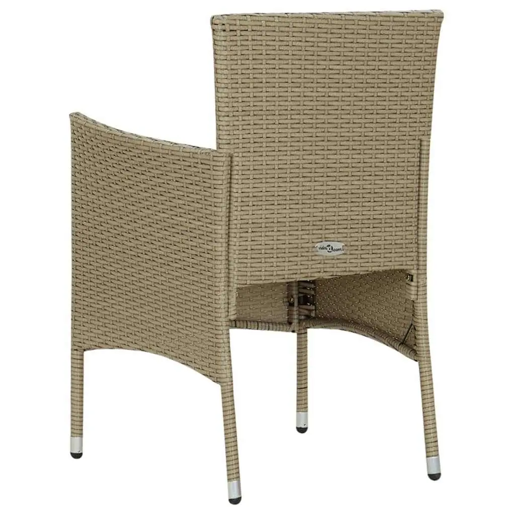 Outdoor Furniture Set 9 Piece Patio Dining Set PE Rattan Beige with Cushions