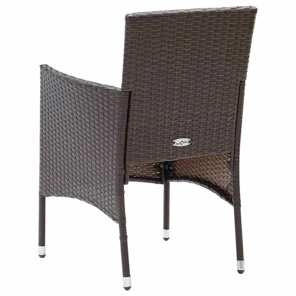5 Piece Garden Dining Set Outdoor Furniture Cushions Brown PE Rattan