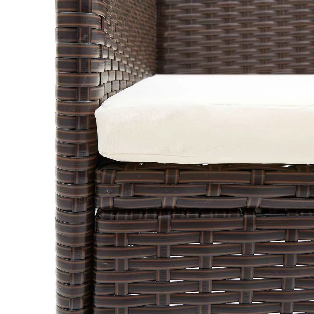 5 Piece Garden Dining Set Outdoor Furniture Cushions Brown PE Rattan