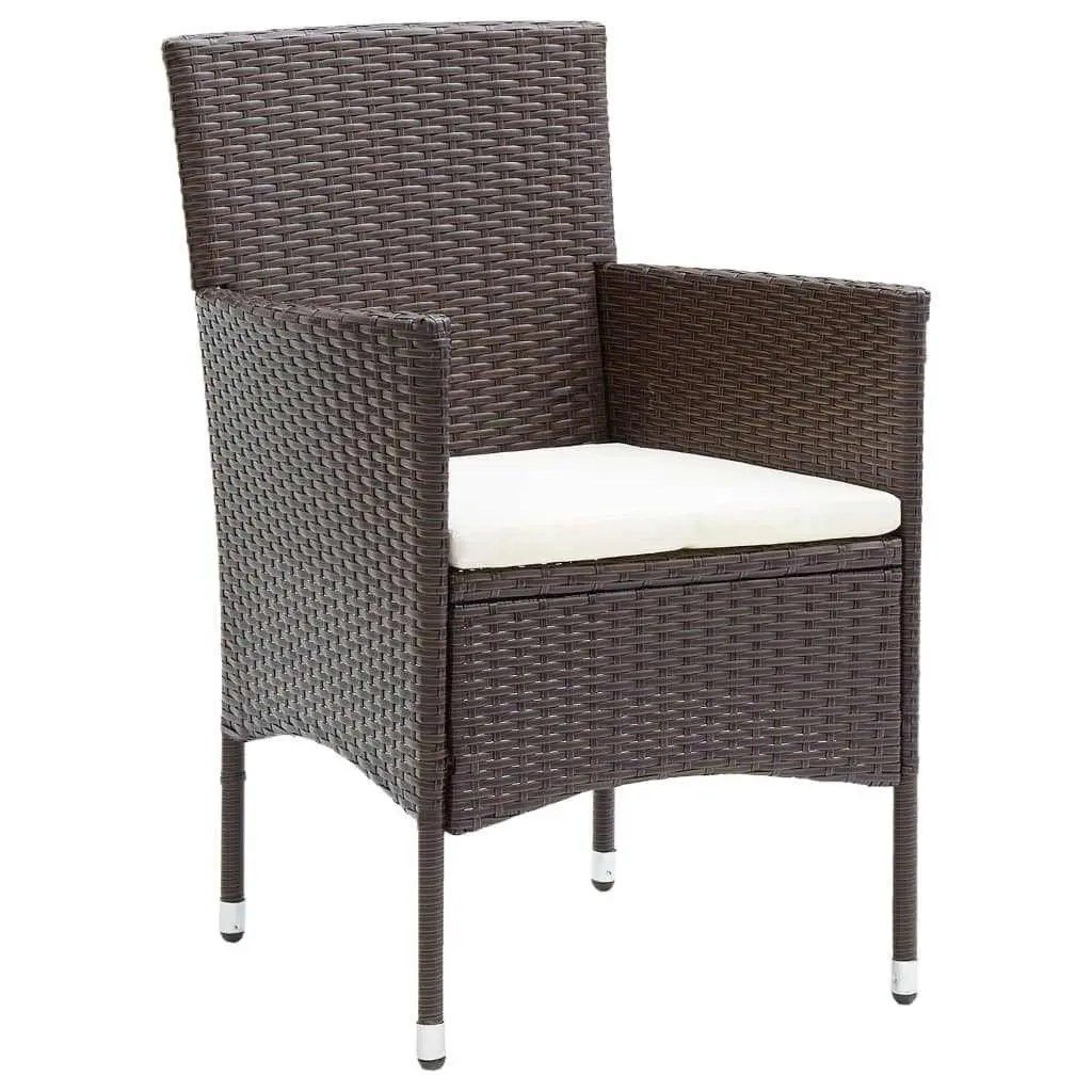 Garden Dining Set 7 Piece Outdoor Patio Furniture Brown Poly Rattan with Cushions