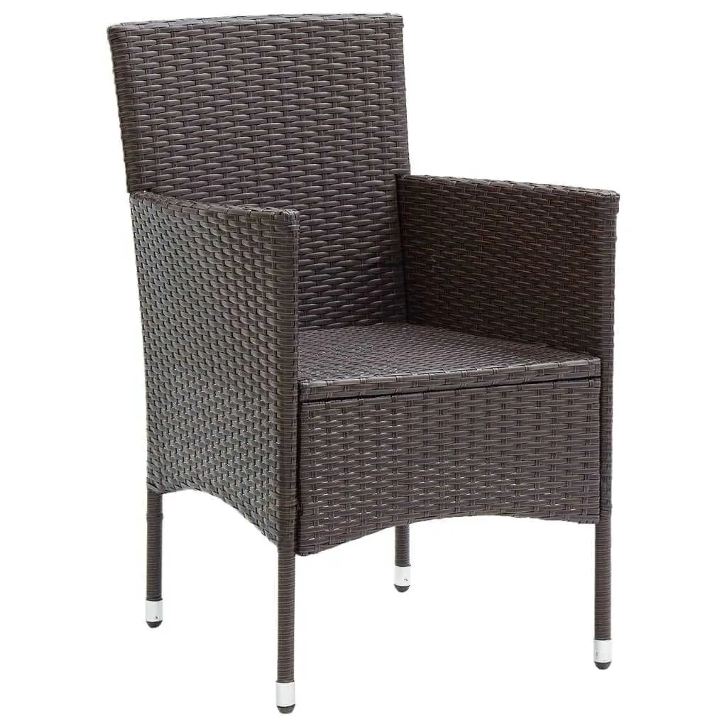 Garden Dining Set 7 Piece Outdoor Patio Furniture Brown Poly Rattan with Cushions