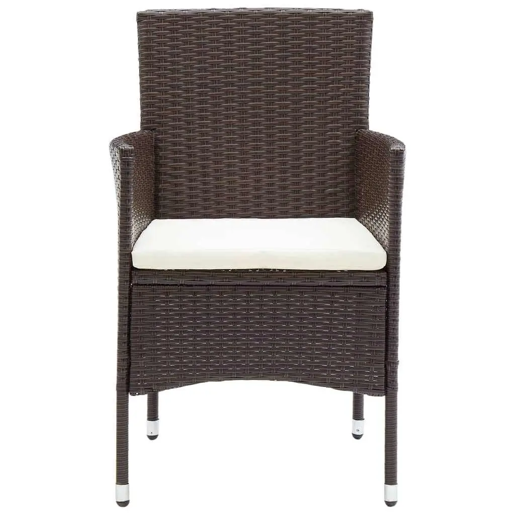 Garden Dining Set 7 Piece Outdoor Patio Furniture Brown Poly Rattan with Cushions