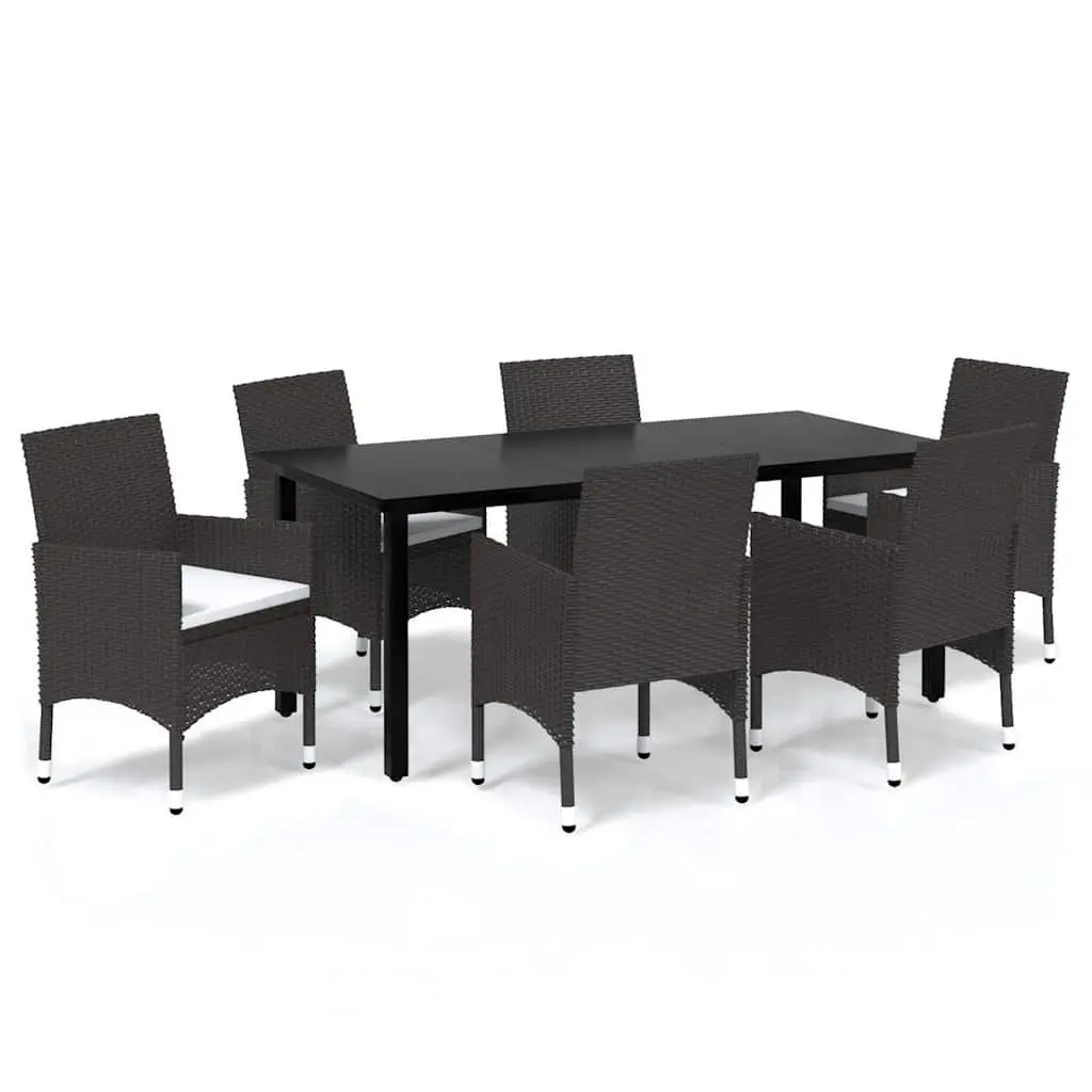 7 Piece Garden Dining Set Outdoor Patio Furniture Table Chairs Brown