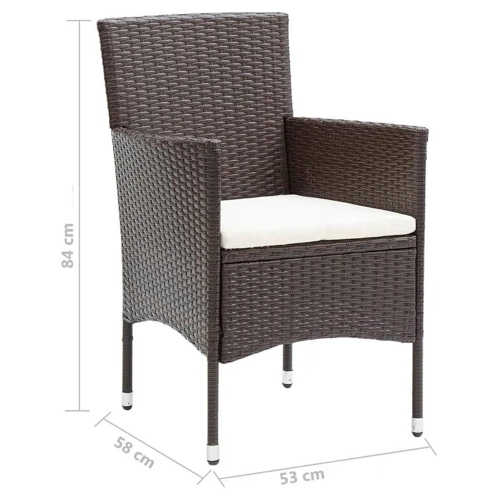 Outdoor Dining Set 9 Piece Patio Furniture Cushioned Steel PE Rattan Brown with Glass Top