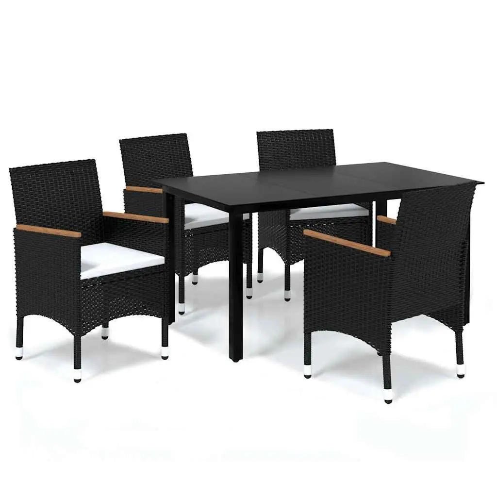 5 Piece Garden Dining Set Outdoor Patio Furniture Cushions Black