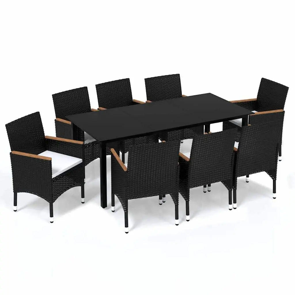 Garden Dining Set 9 Piece Outdoor Patio Furniture PE Rattan Black