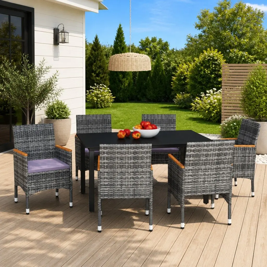 7 Piece Garden Dining Set with Cushions