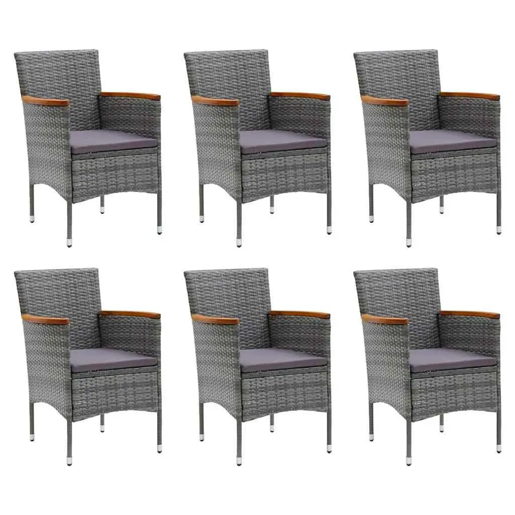 Garden Dining Set 7 Piece Outdoor Furniture Patio Table Chairs Cushions Grey