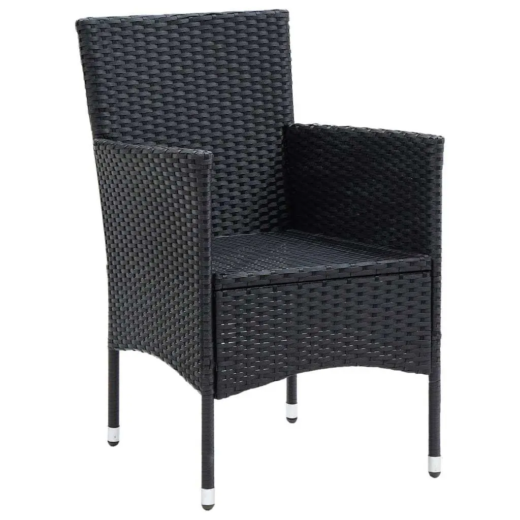 Outdoor Dining Set 3 Piece Garden Furniture PE Rattan Table Chairs with Cushions Black