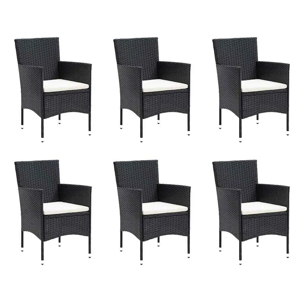 7 Piece Garden Dining Set Outdoor Patio Table Chairs Black PE Rattan Cushions