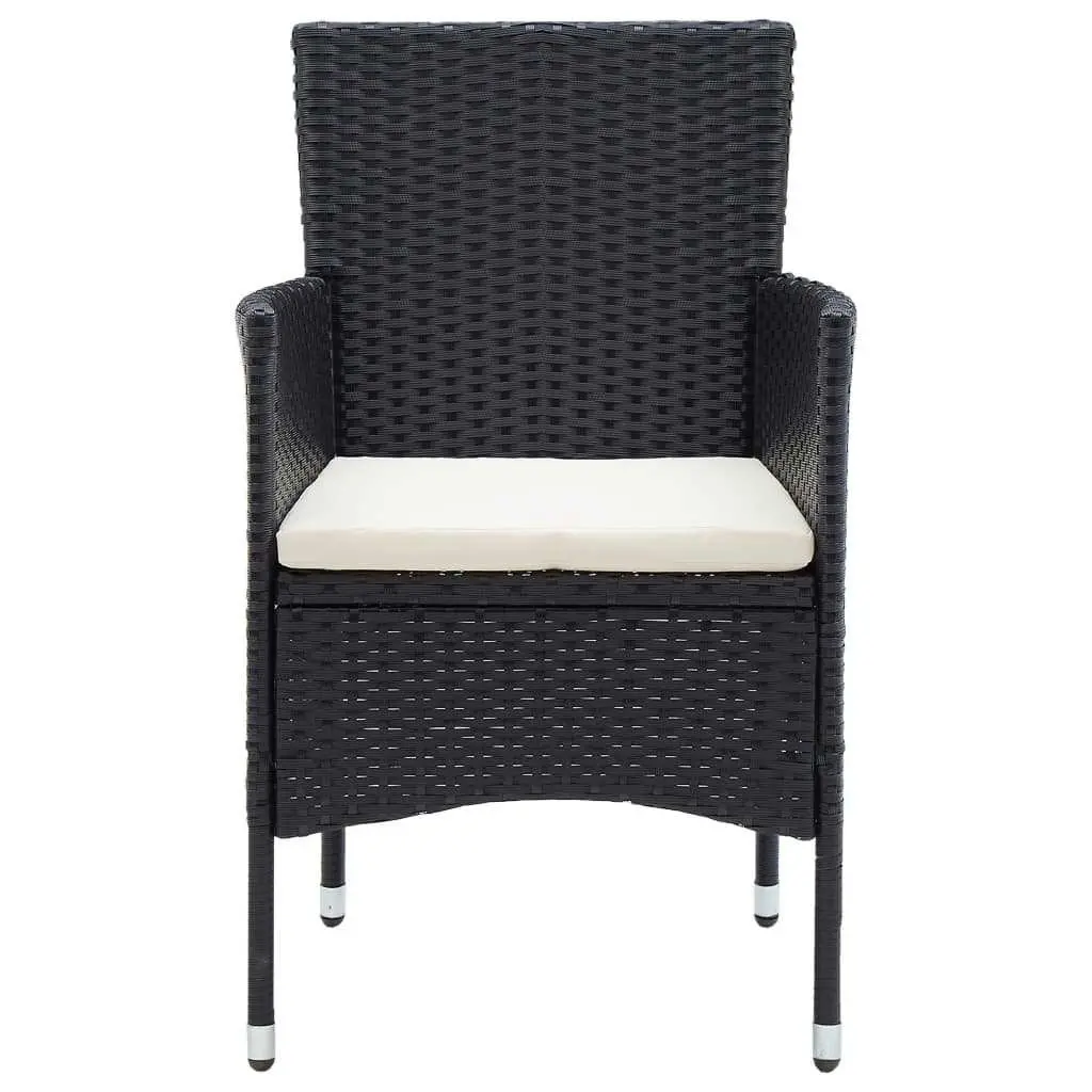 7 Piece Garden Dining Set Outdoor Patio Table Chairs Black PE Rattan Cushions