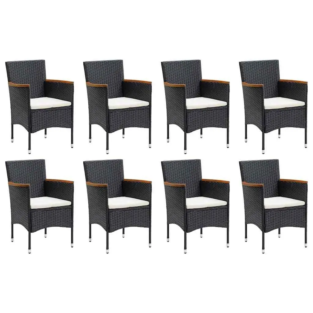 9 Piece Garden Dining Set Outdoor Patio Furniture Cushions PE Rattan Black