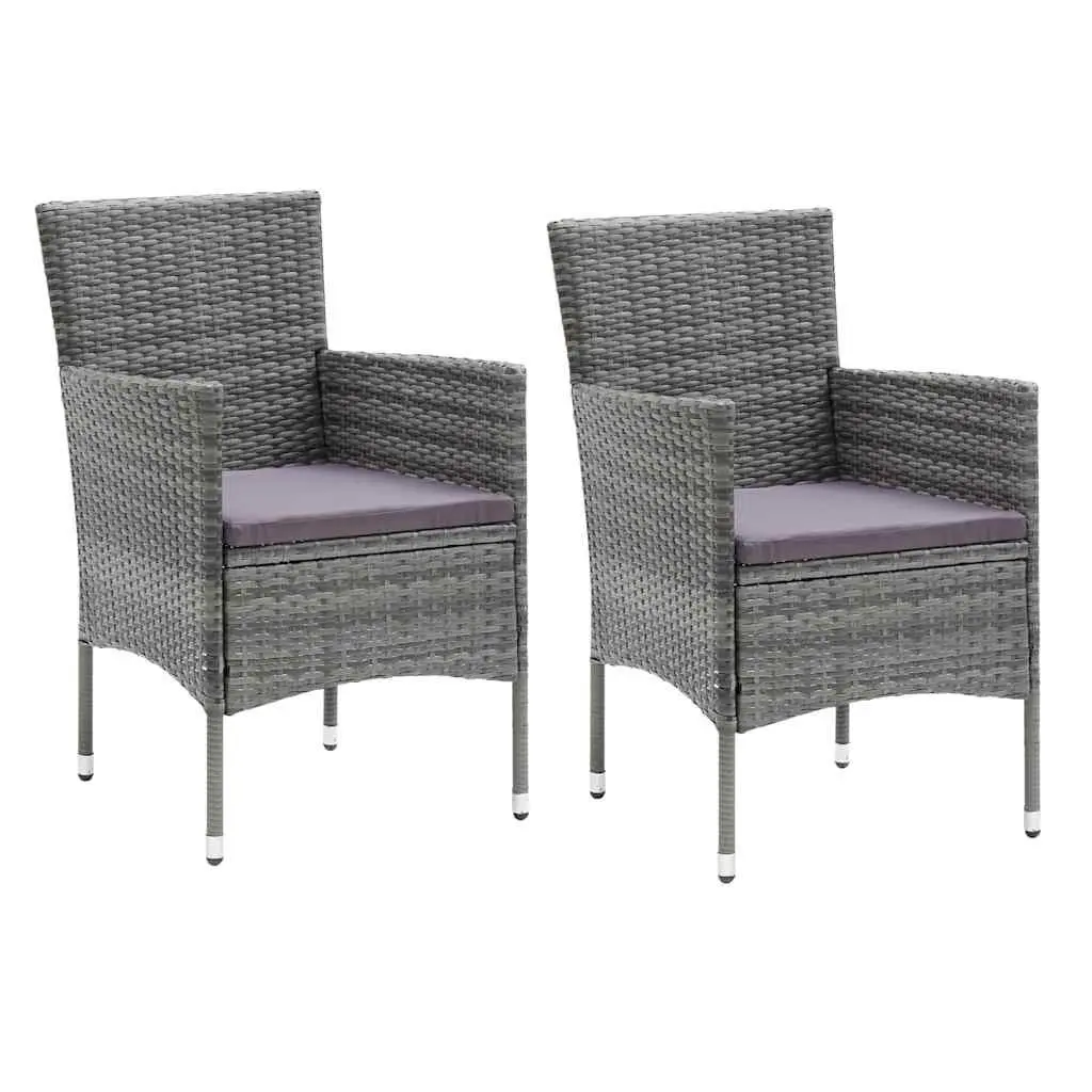 Garden Dining Set 3 Piece Outdoor Furniture Table and Chairs with Cushions Grey