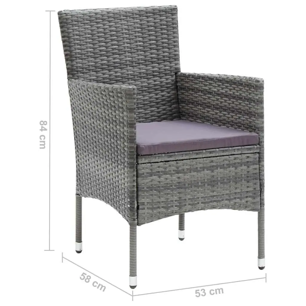 Garden Dining Set 7 Piece Outdoor Patio Furniture Cushioned Grey