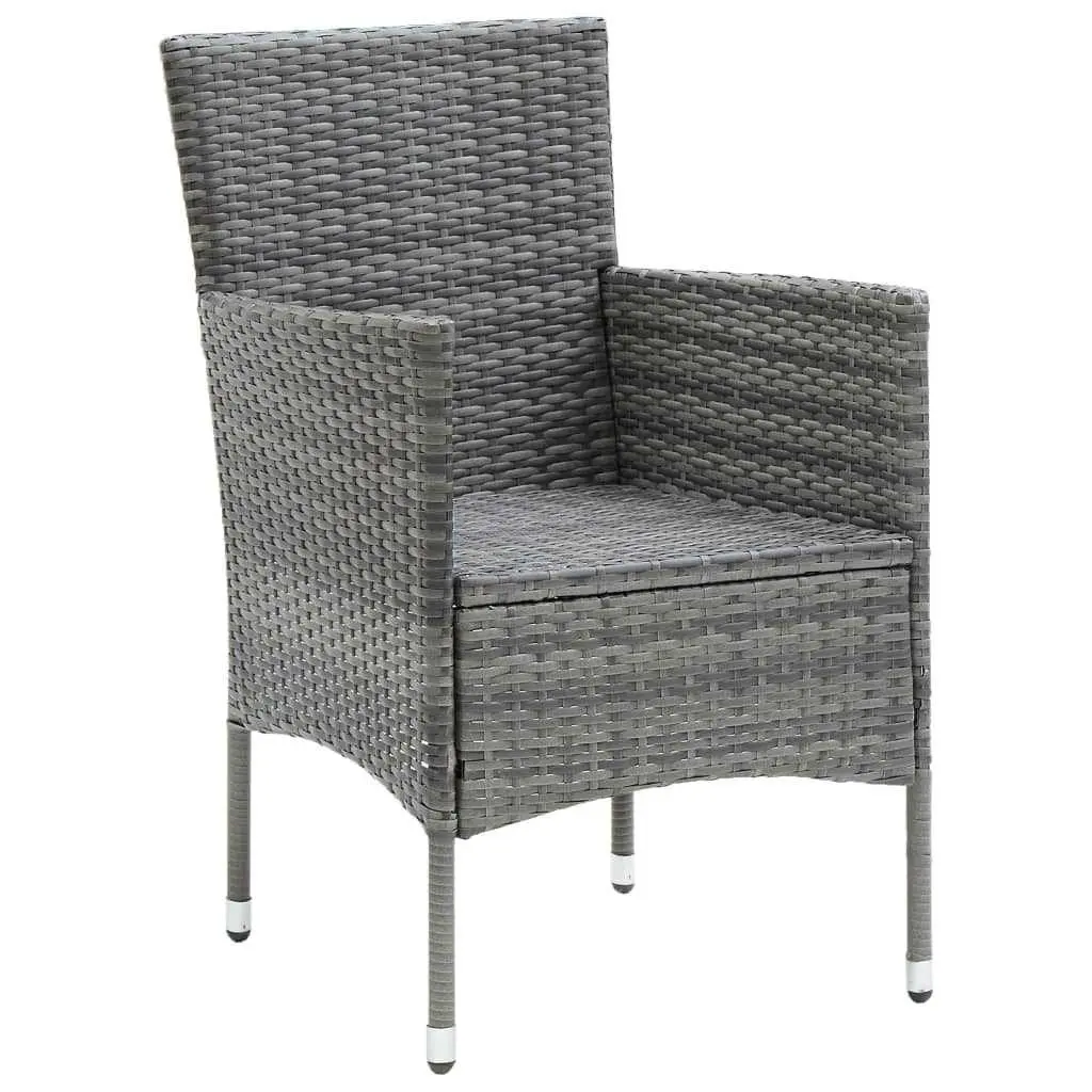 7 Piece Garden Dining Set Outdoor Patio Furniture Grey Poly Rattan with Cushions