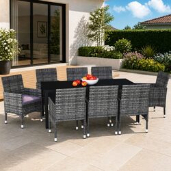 Reliable 9-Piece Garden Dining Set with Comfortable Seating