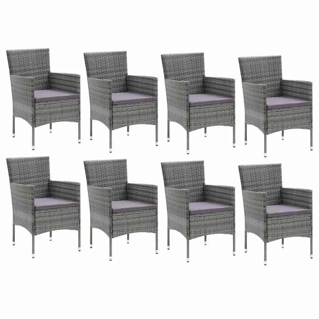 Garden Dining Set 9 Piece Outdoor Patio Furniture Grey Cushions
