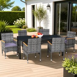 Reliable 7 Piece Garden Dining Set with Padded Cushions
