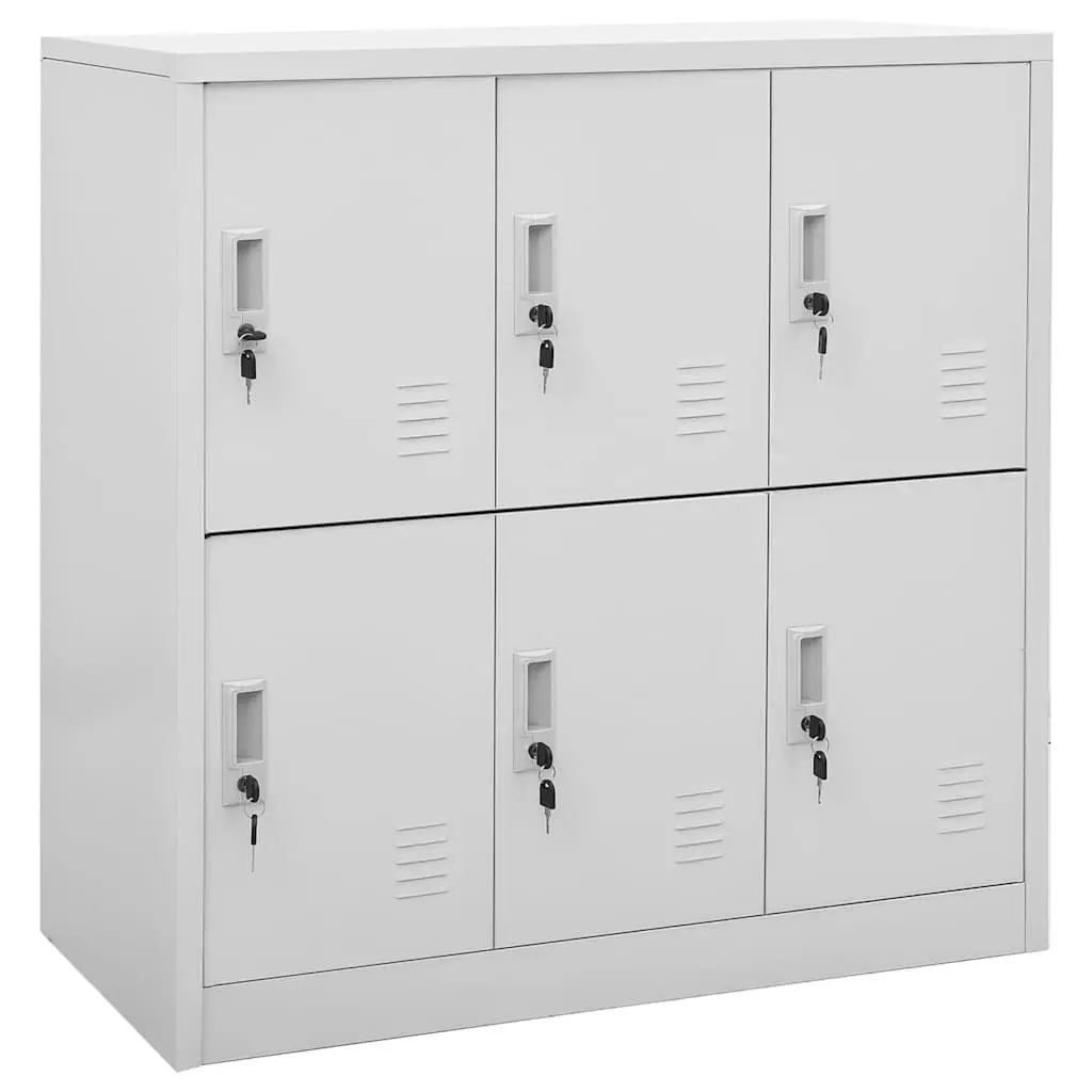 Locker Cabinet Storage Organiser 2 Piece Set Grey Steel Office School Bedroom