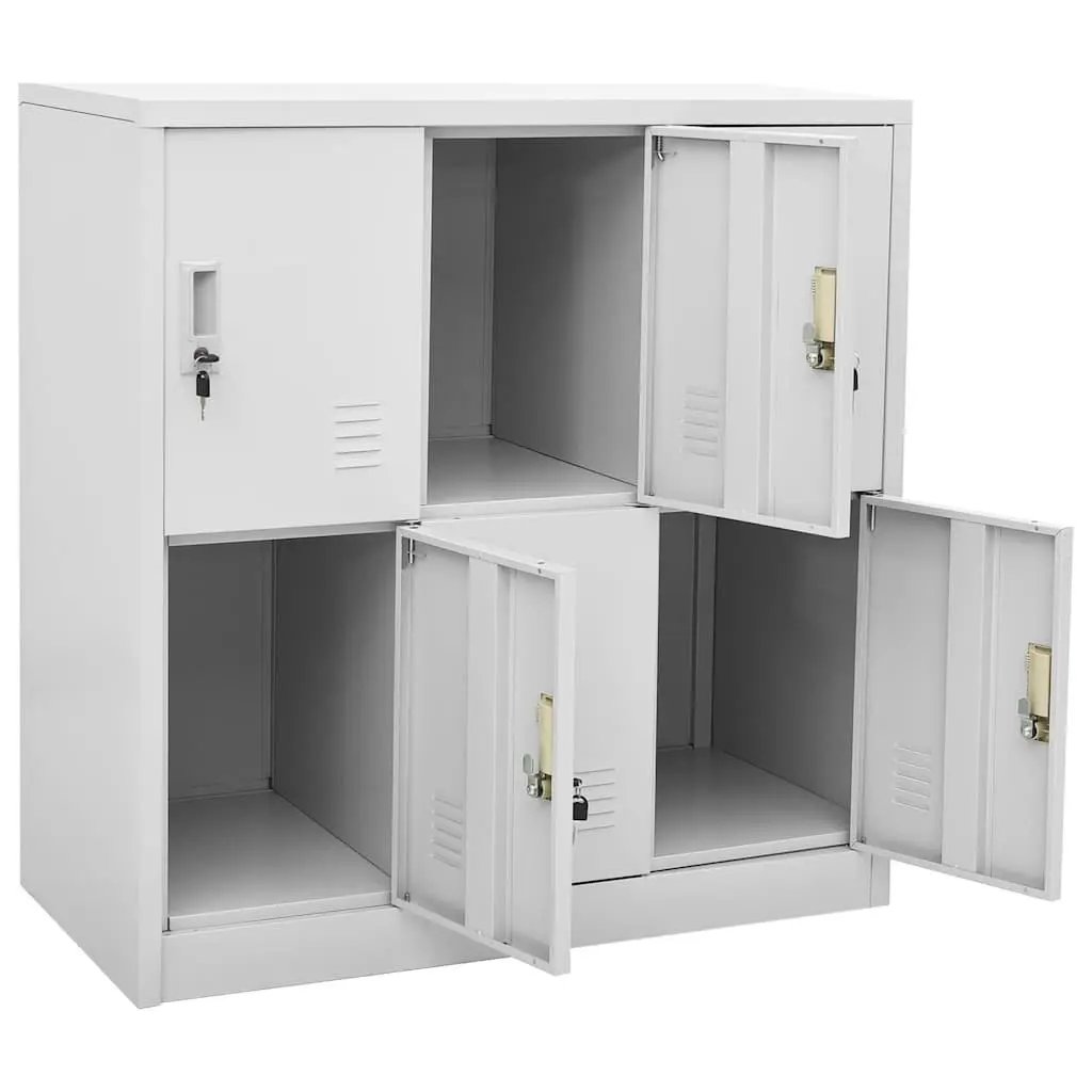 Locker Cabinet Storage Organiser 2 Piece Set Grey Steel Office School Bedroom