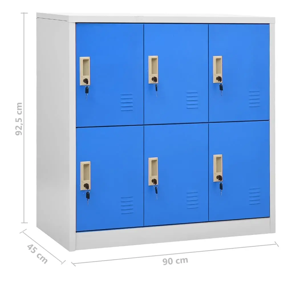 Locker Cabinet Set 5 Piece Storage Organiser Steel Lockable Office School Light Grey Blue