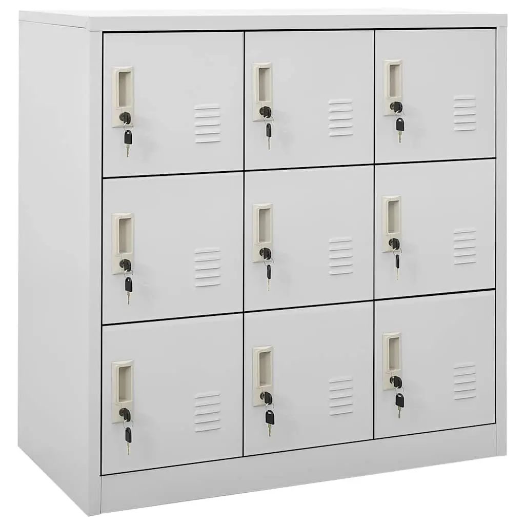 Steel Locker Cabinet Storage Organiser 2 Piece Grey Office Cupboard with Locks