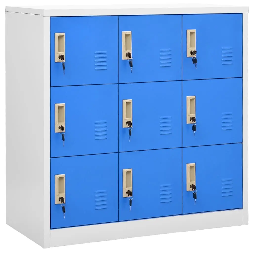 Storage Locker Cabinet Set 2 pcs Steel Lockable Organiser Light Grey Blue
