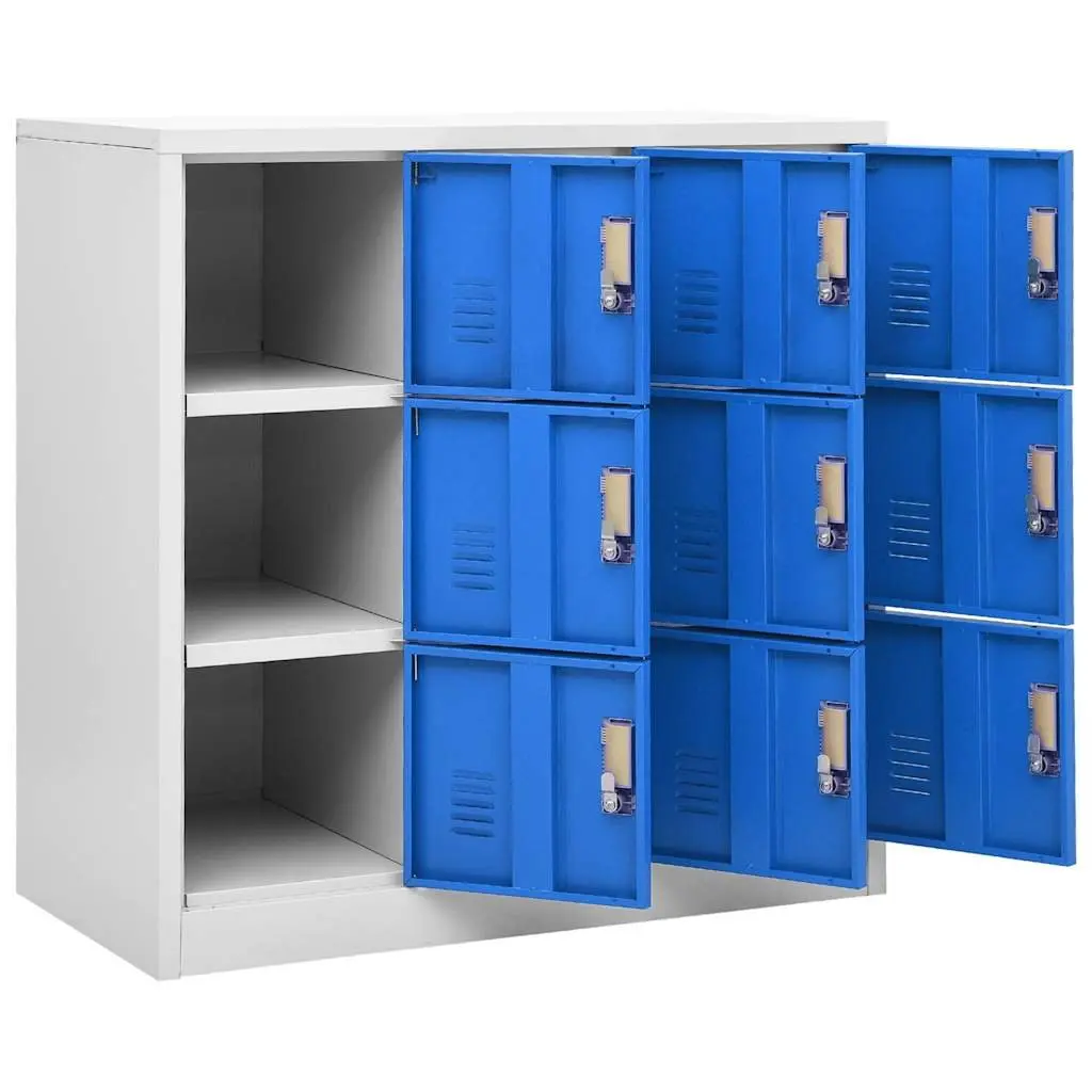Storage Locker Cabinet Set 5 Pieces Steel Lockable Organiser Light Grey Blue