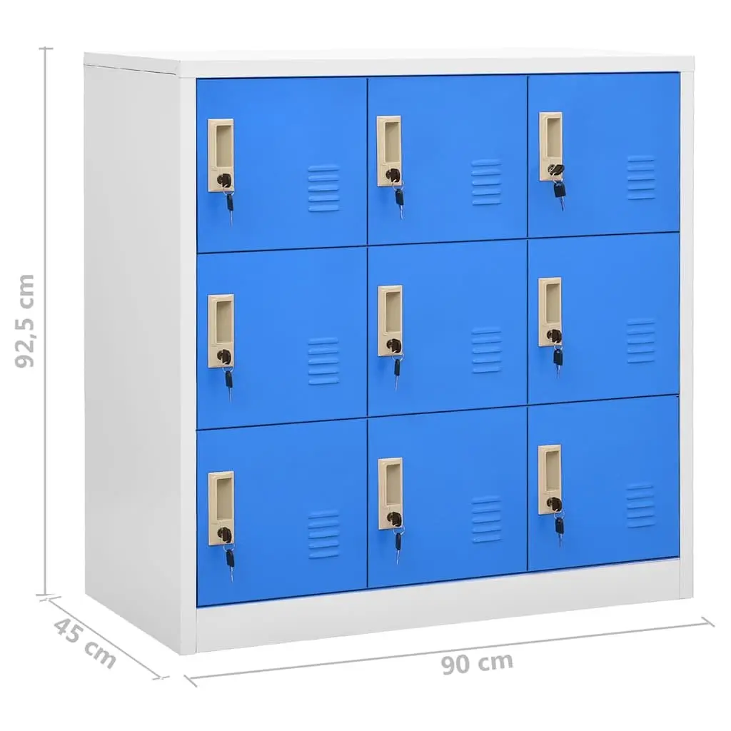 Storage Locker Cabinet Set 5 Pieces Steel Lockable Organiser Light Grey Blue