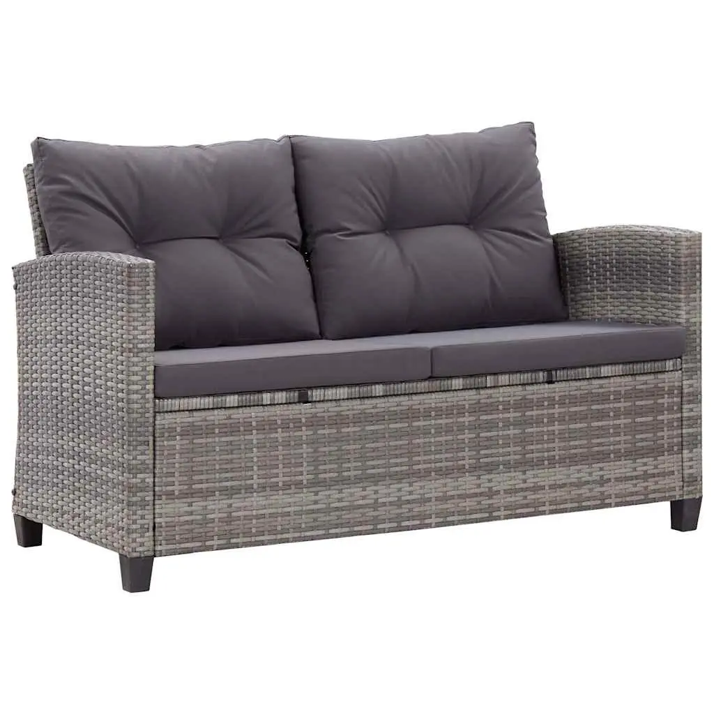 Outdoor Dining Set 3 Piece Patio Furniture Poly Rattan Steel Frame Grey